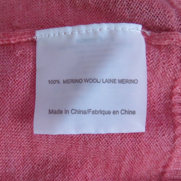 Heather Coral Pink Tory Burch Merino Cardigan, Gold Logo Buttons - Picture 9 of 11